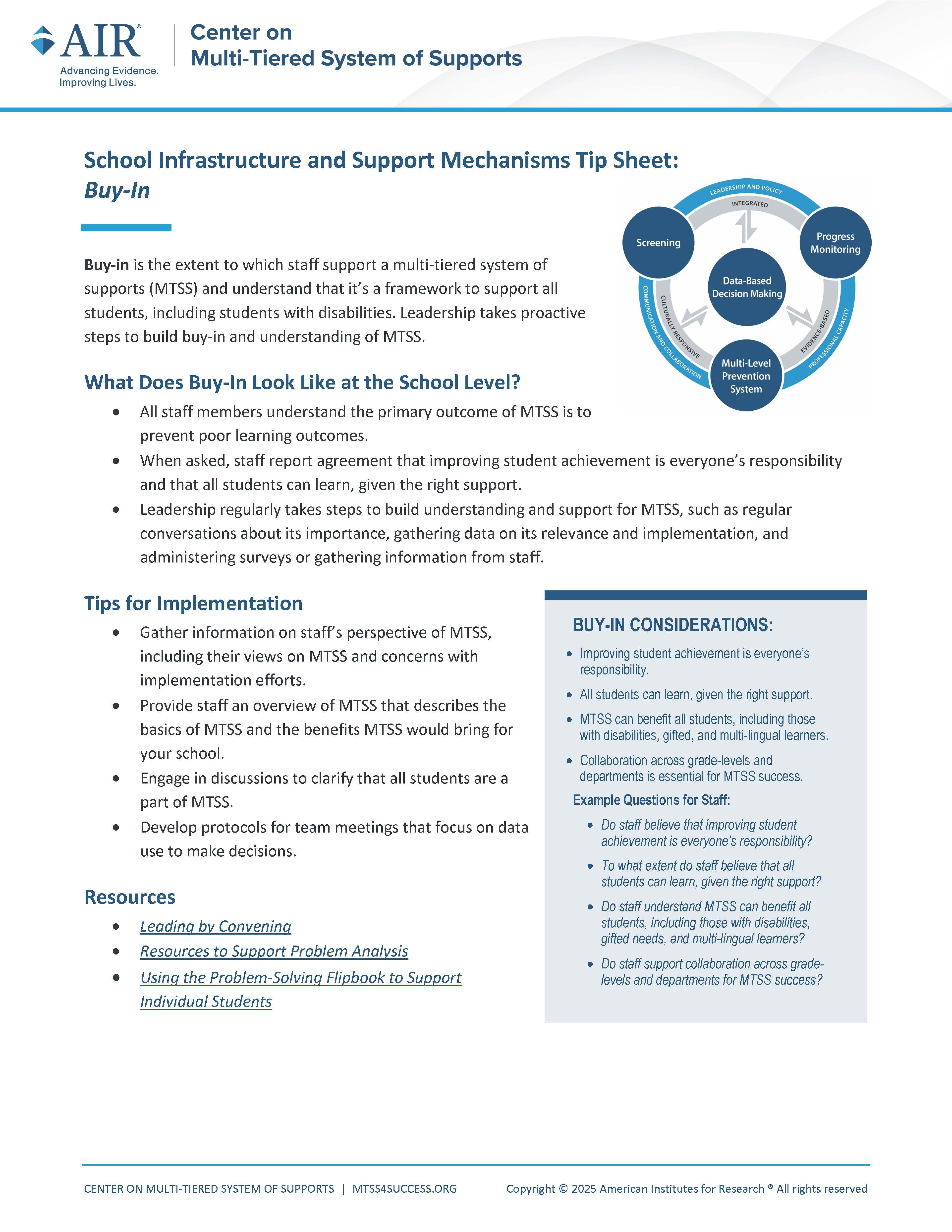 Buy-In for MTSS