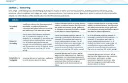 Screening page of MTSS rubric