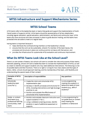 First page of MTSS Teams Document