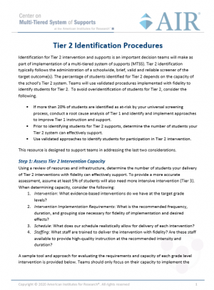 First page of Tier 2 identification procedures document