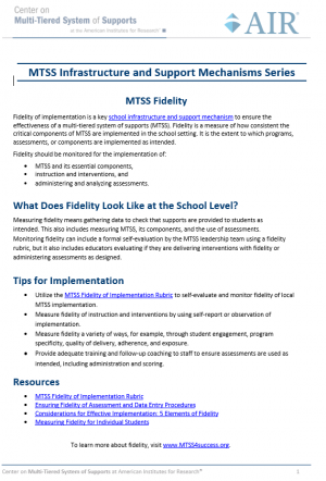 MTSS Fidelity Resource