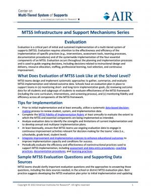 Page 1 of the MTSS Evaluation Tip Sheet