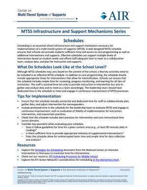 MTSS Scheduling Resource